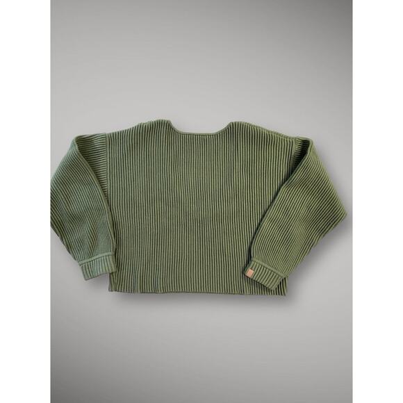 Lunya Reversible Sweater Organic Cotton Silk Pullover Green Small Oversized - Picture 3 of 9